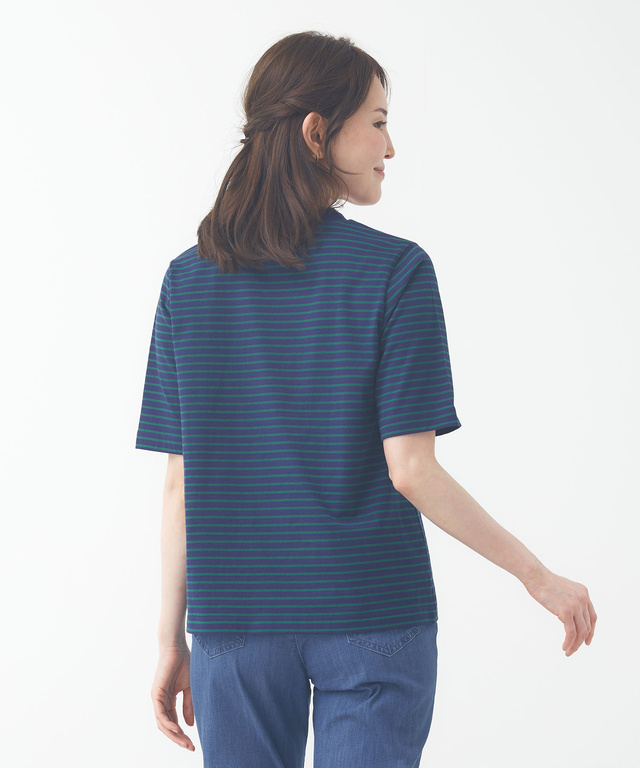 モックネック ボーダー Tシャツ