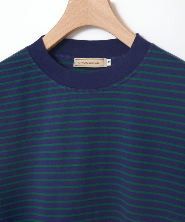 モックネック ボーダー Tシャツ