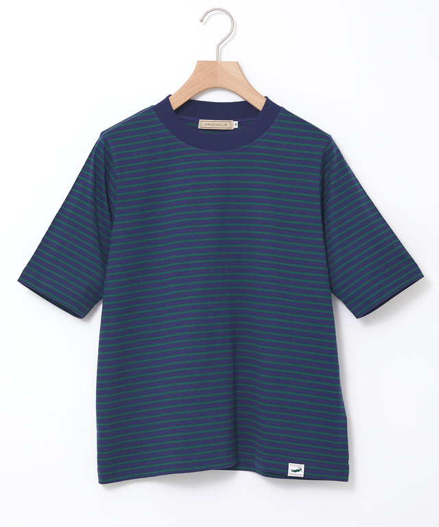 モックネック ボーダー Tシャツ