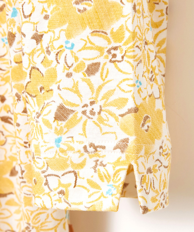 花柄 七分袖 ハイネックカットソー