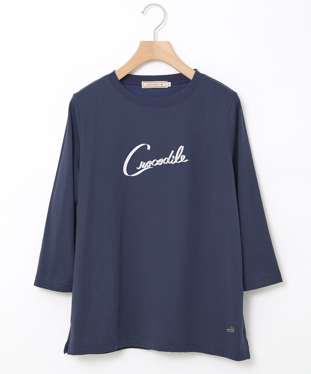 リボンロゴプリント 七分袖 Tシャツ