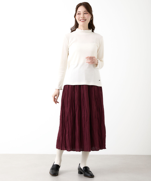 メロー ハイネック リブカットソー