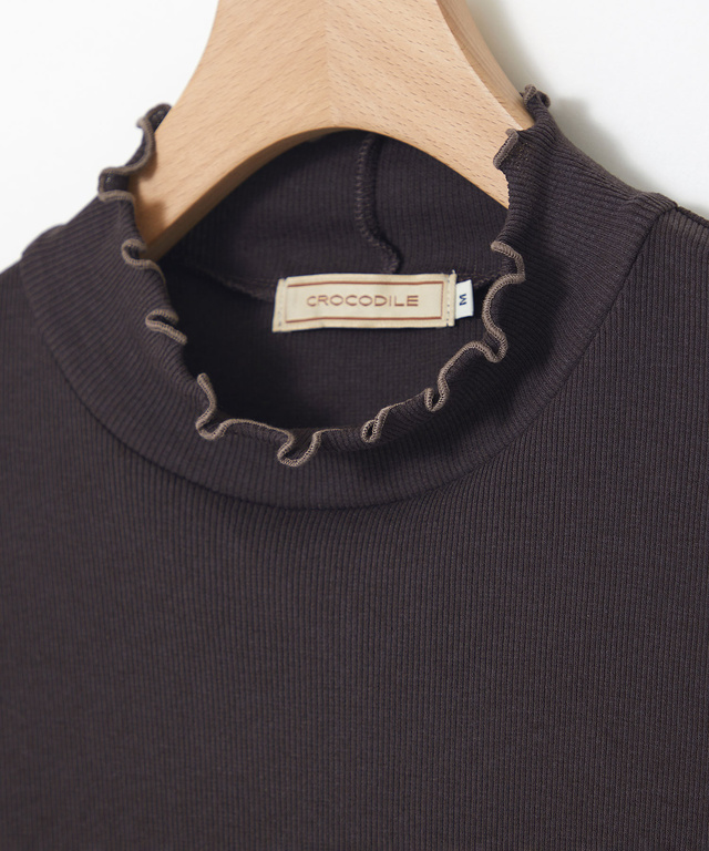 メロー ハイネック リブカットソー