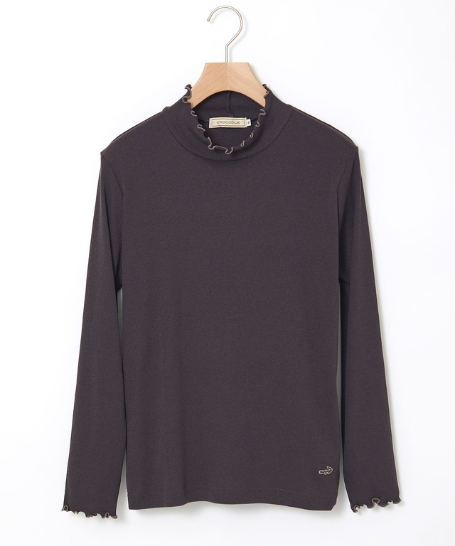 メロー ハイネック リブカットソー