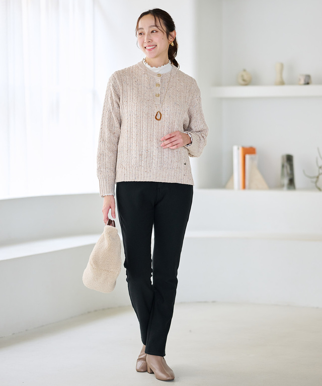 メロー ハイネック リブカットソー