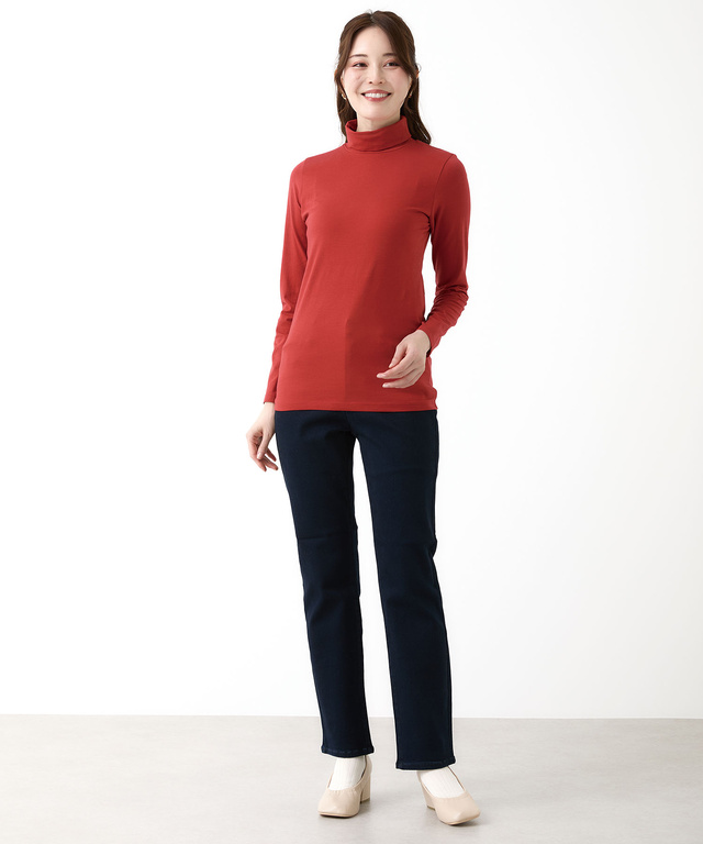 天竺 タートルネック プルオーバー