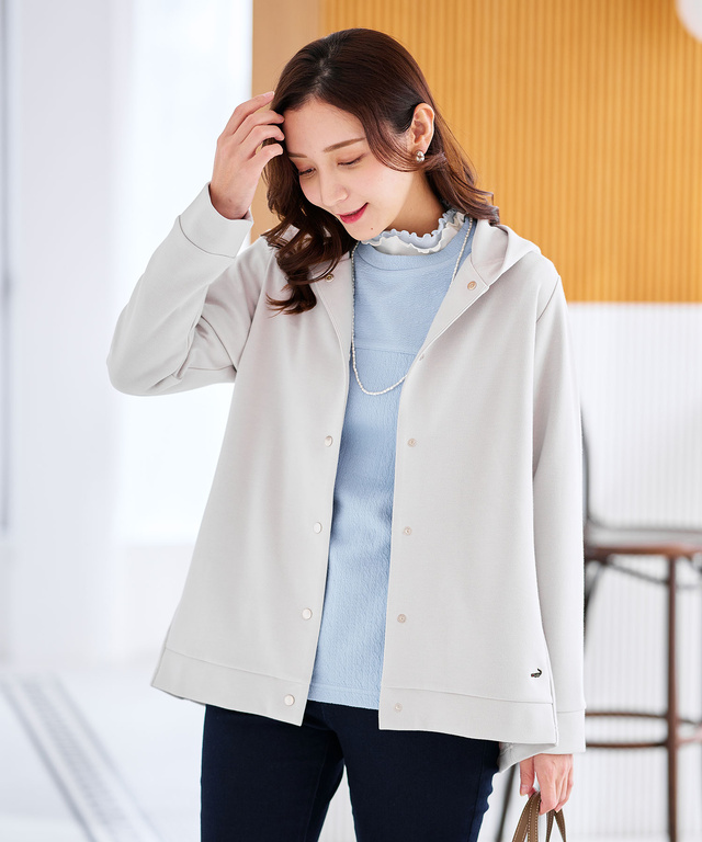  ボタン開き フード パーカー