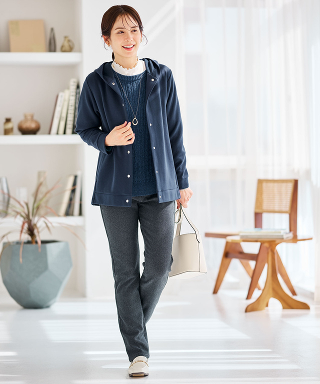  ボタン開き フード パーカー