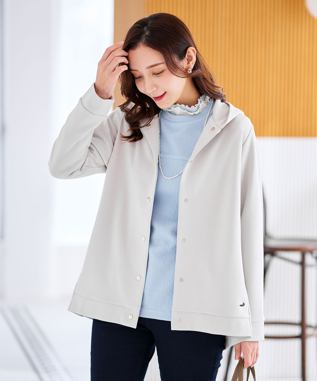  ボタン開き フード パーカー