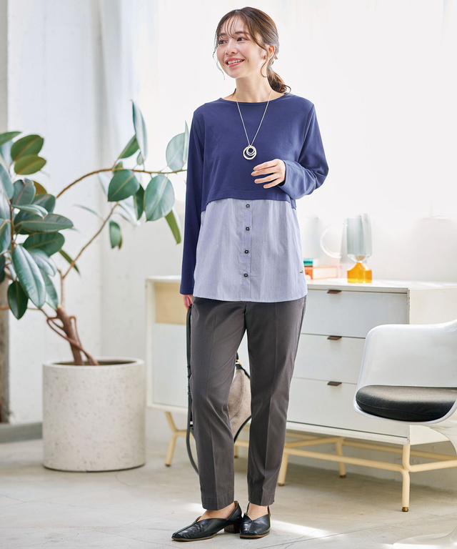 布帛ドッキング カットソー