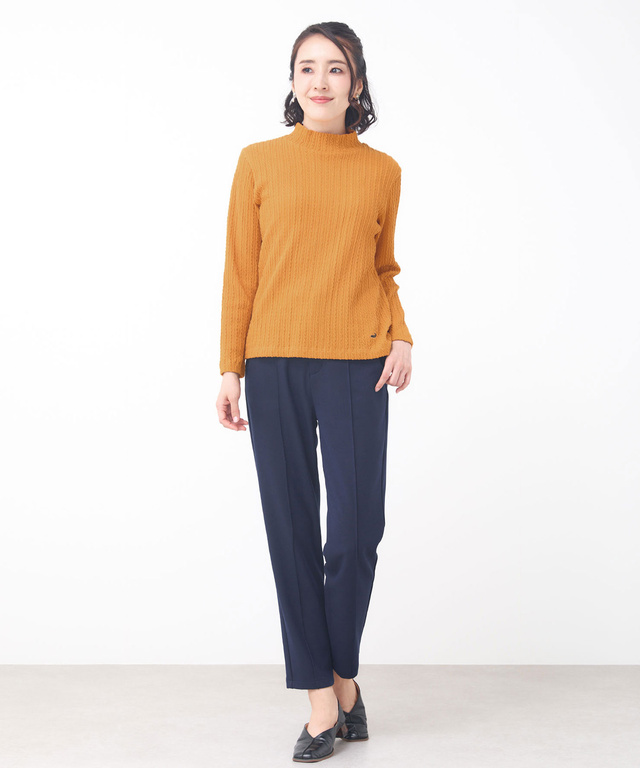 ケーブル柄 ハイネック カットソー