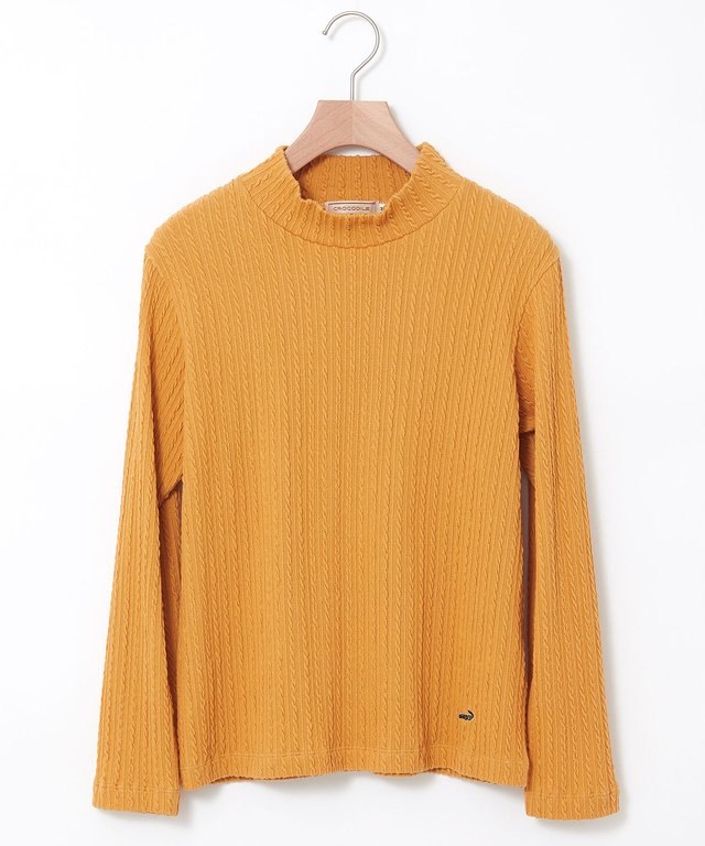 ケーブル柄 ハイネック カットソー