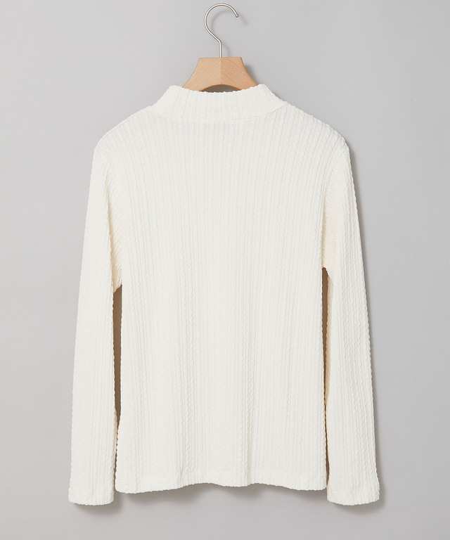 ケーブル柄 ハイネック カットソー