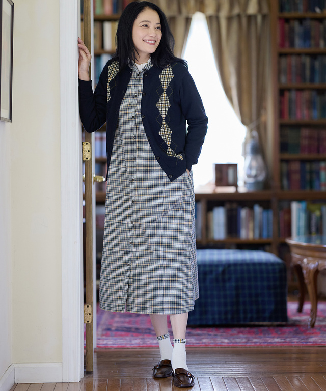 ケーブル柄 ハイネック カットソー