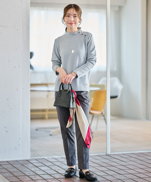 ジャカード ハイネック カットソー