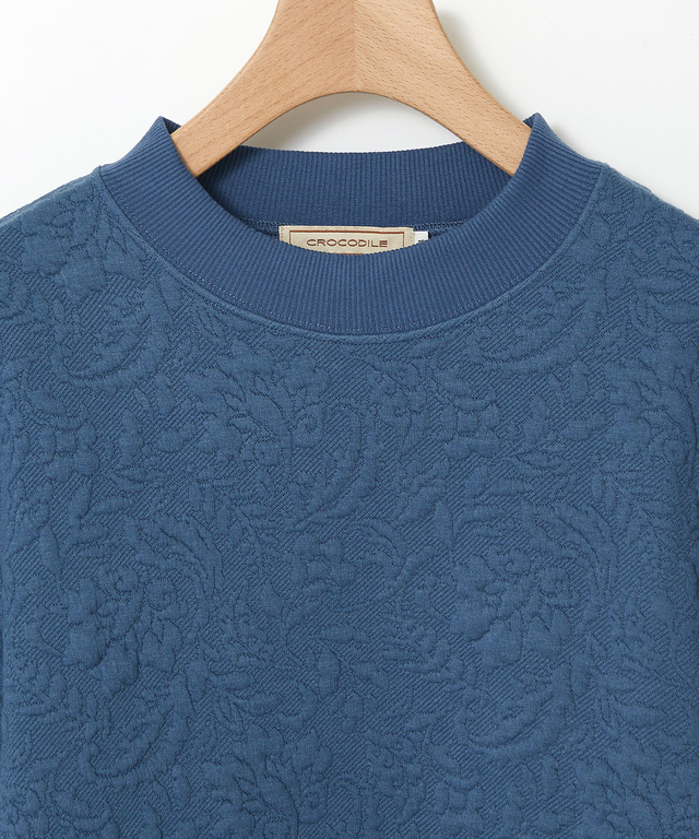 フラワージャカード モックネック トレーナー