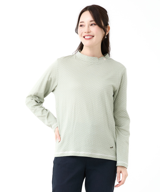 ドット柄 ハイネック プルオーバー