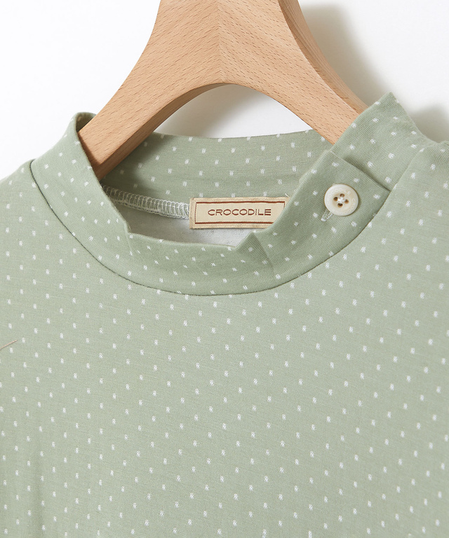 ドット柄 ハイネック プルオーバー