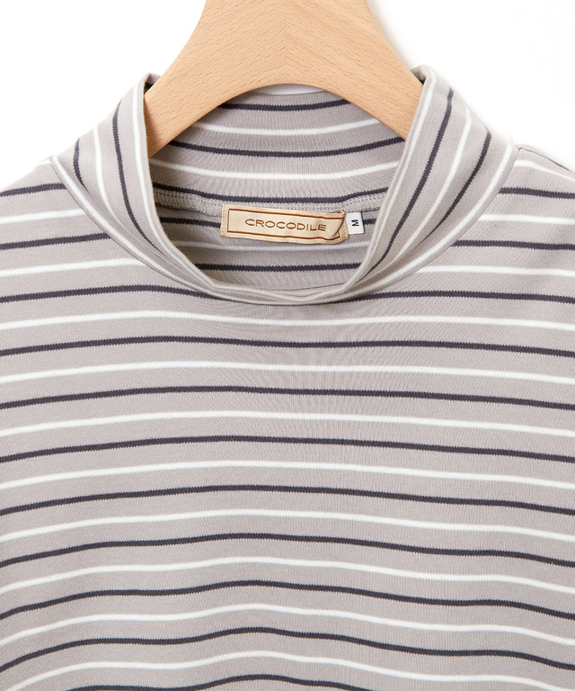 ボーダー ハイネック カットソー【ウガンダ オーガニック コットン】