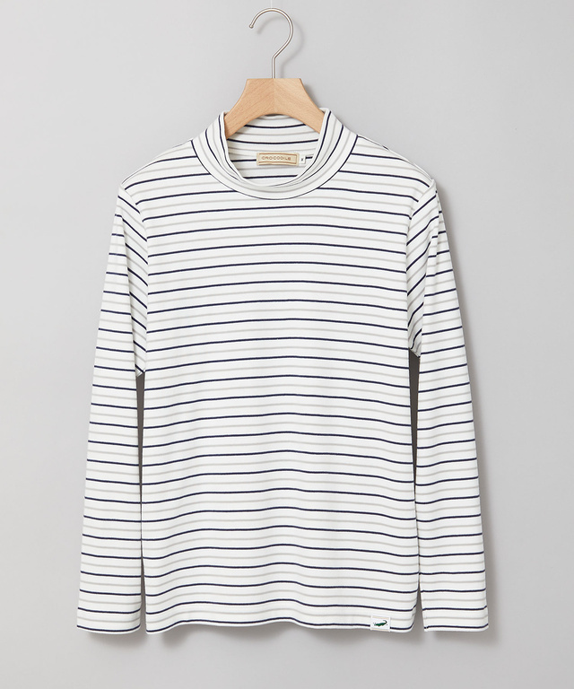 ボーダー ハイネック カットソー【ウガンダ オーガニック コットン】