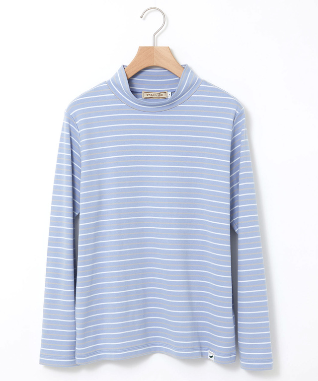 ボーダー ハイネック カットソー【ウガンダ オーガニック コットン】