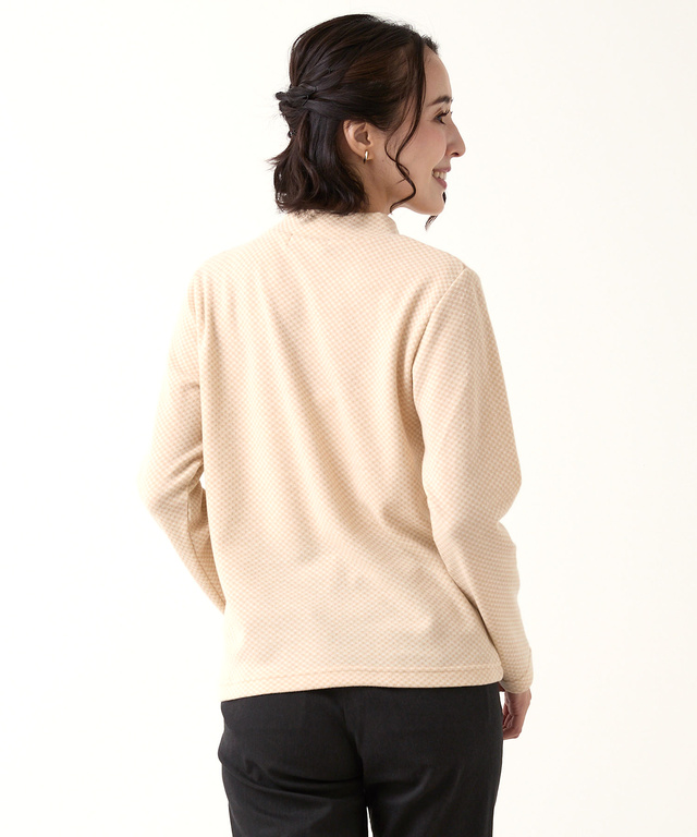 チェックジャカード ハイネックプルオーバー