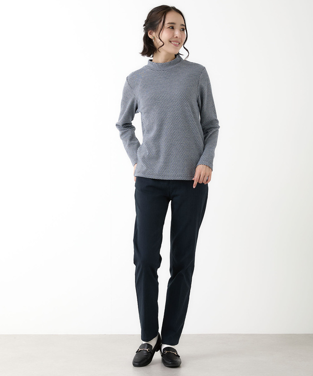 チェックジャカード ハイネックプルオーバー