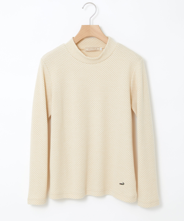 チェックジャカード ハイネックプルオーバー