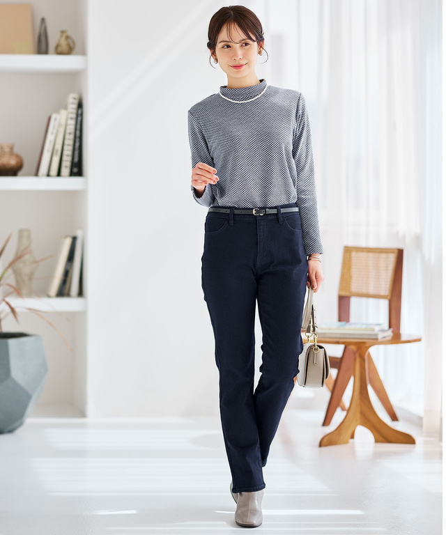 チェックジャカード ハイネックプルオーバー