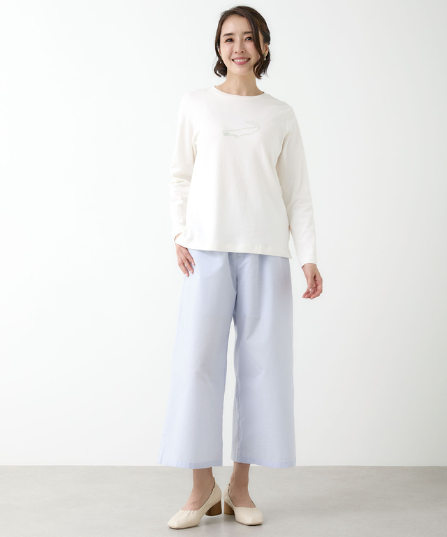 クロコモチーフ チェーンステッチ風 プリントTシャツ