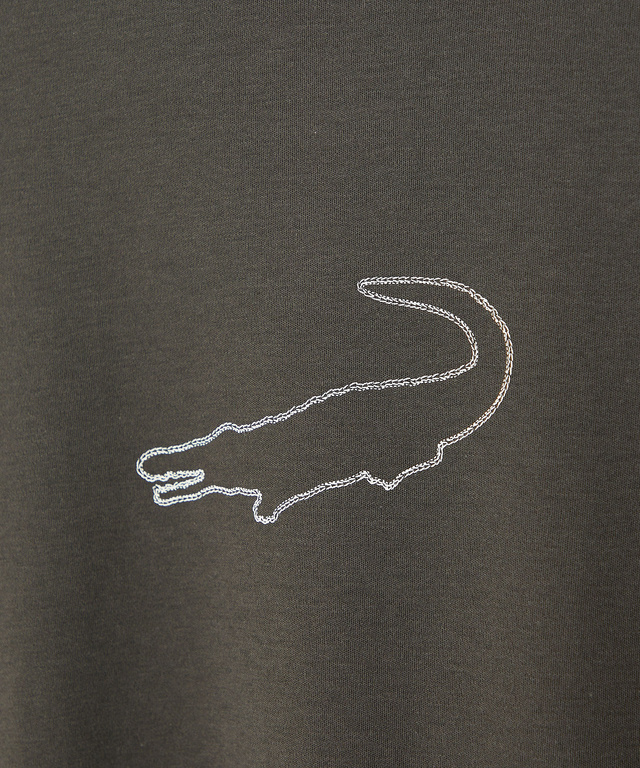 クロコモチーフ チェーンステッチ風 プリントTシャツ