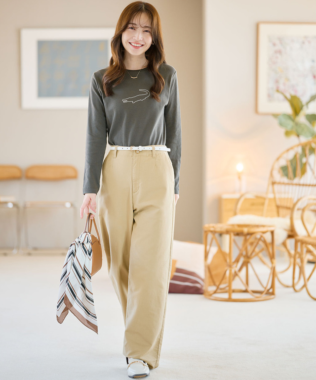 クロコモチーフ チェーンステッチ風 プリントTシャツ