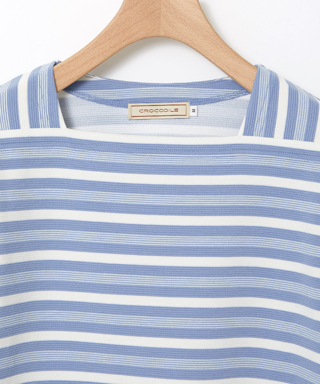 スクエアネック ボーダー プルオーバー　