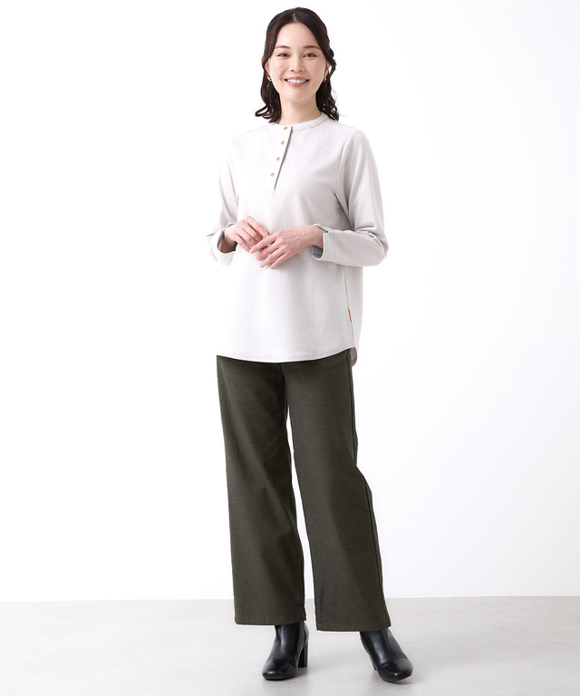 ストライプ ヘンリーネック チュニック