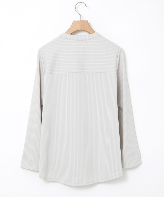 ストライプ ヘンリーネック チュニック