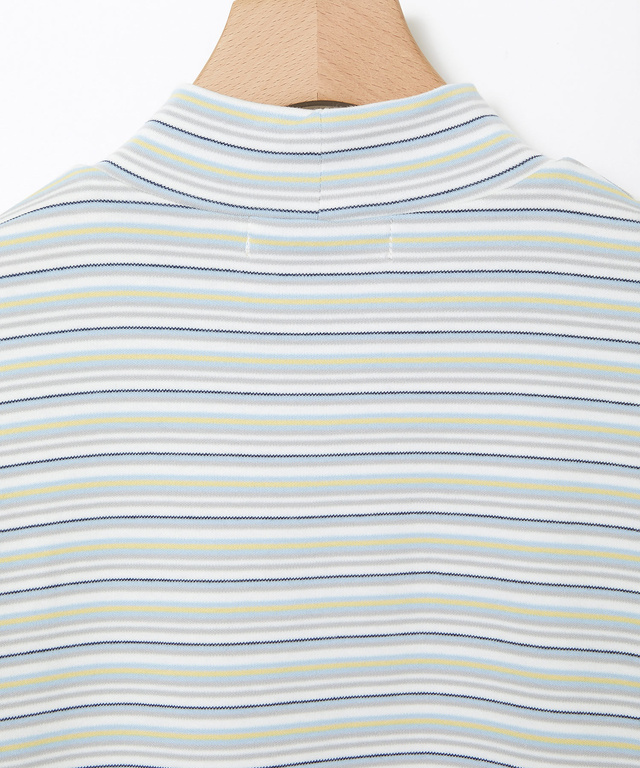 マルチボーダー スムース ハイネックカットソー