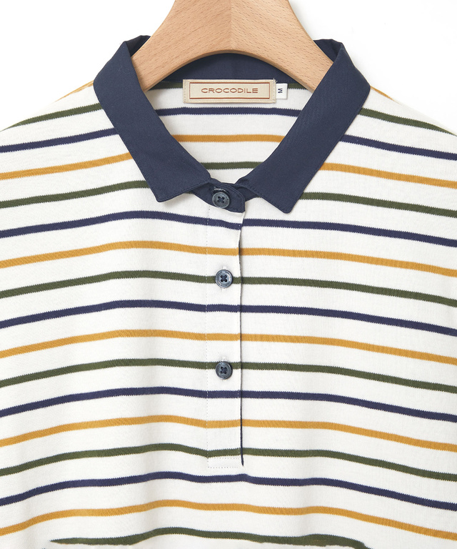 ボーダー 長袖 ポロシャツ
