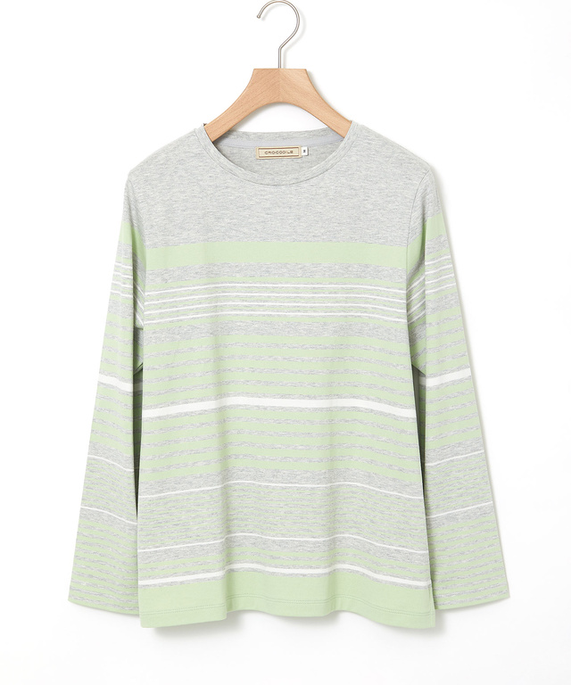 パネルボーダー 長袖 Tシャツ