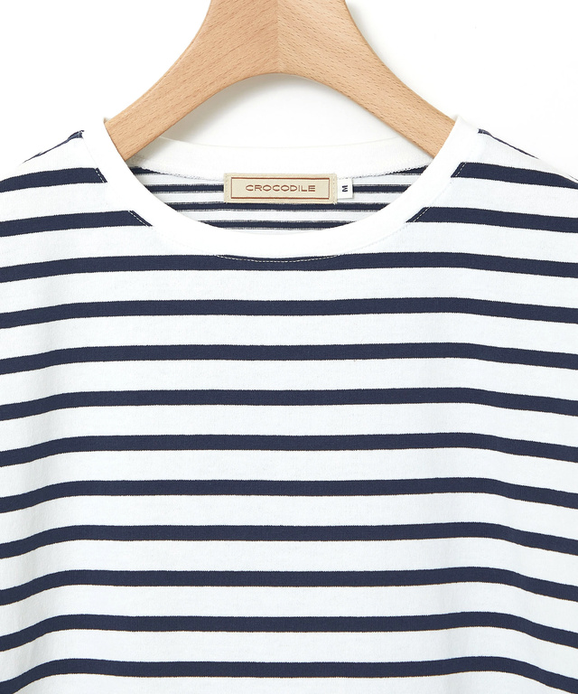 ボーダー 切り替え 七分袖Tシャツ