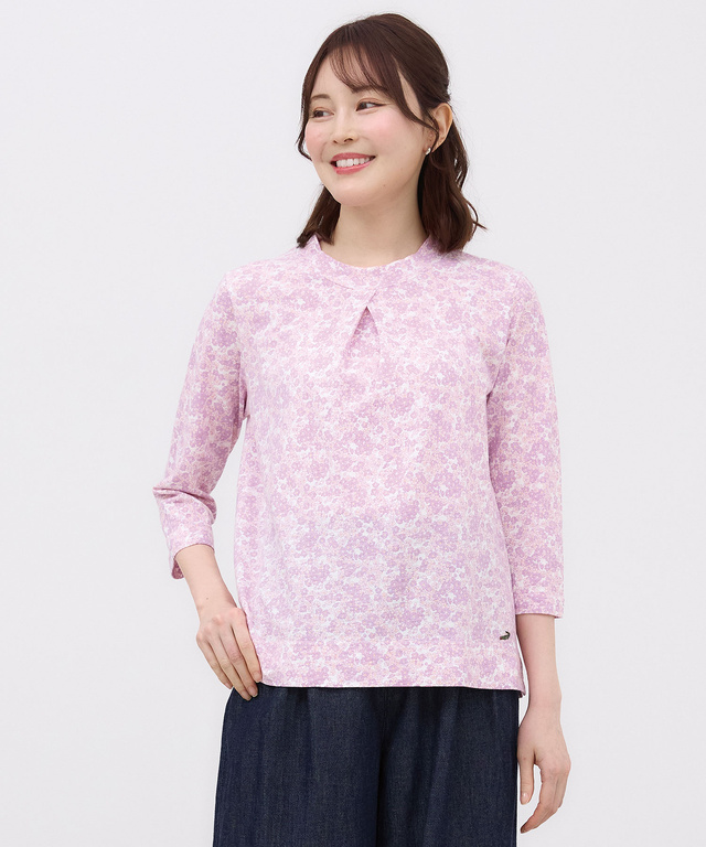 花柄プリント ハイネック プルオーバー