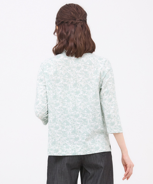 花柄プリント ハイネック プルオーバー