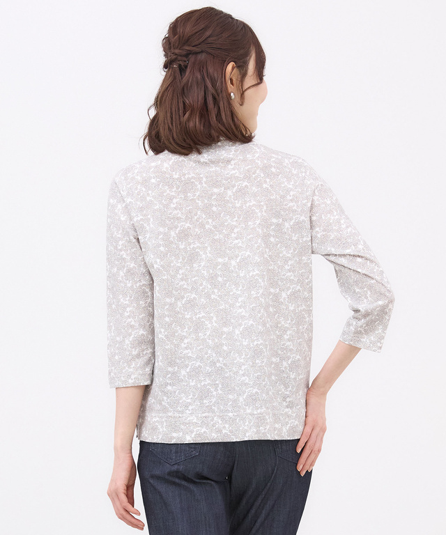 花柄プリント ハイネック プルオーバー