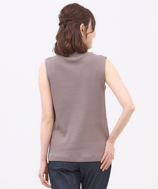 リブ ハイネック タンクトップ
