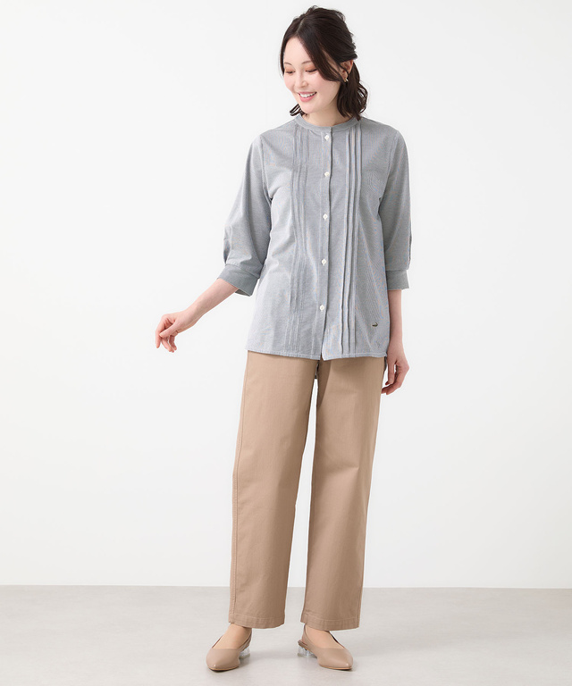 ストライプ ピンタック チュニック