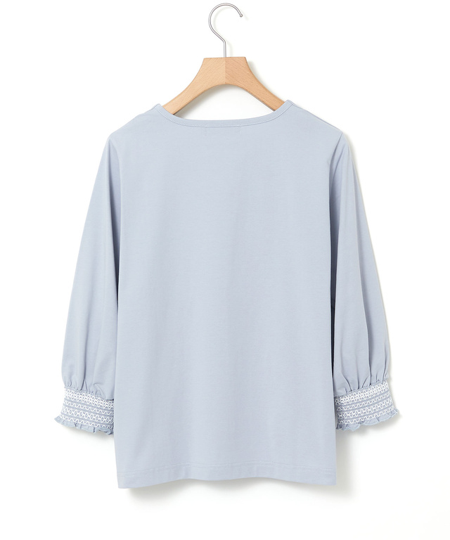 スモッキング刺繍 七分袖 カットソー