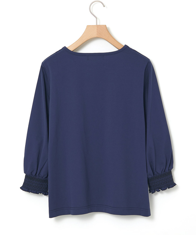 スモッキング刺繍 七分袖 カットソー