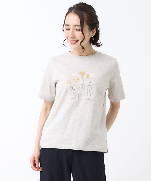 フラワーモチーフ 半袖 Tシャツ