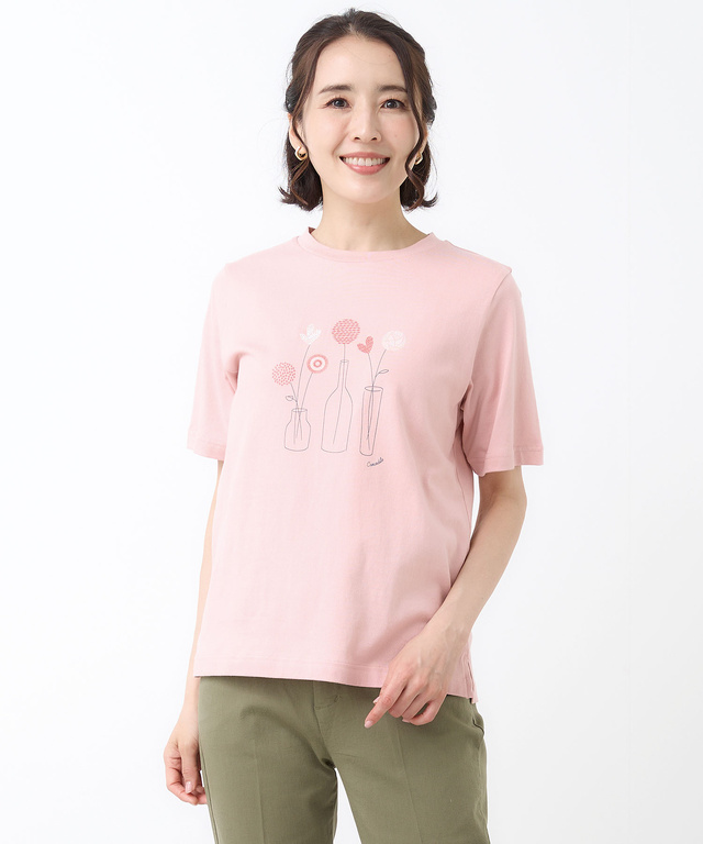 フラワーモチーフ 半袖 Tシャツ