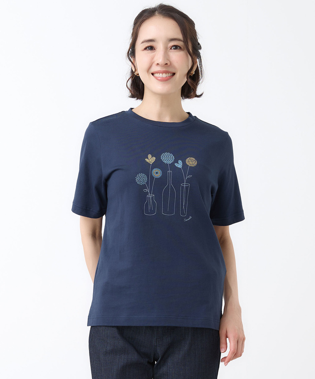 フラワーモチーフ 半袖 Tシャツ