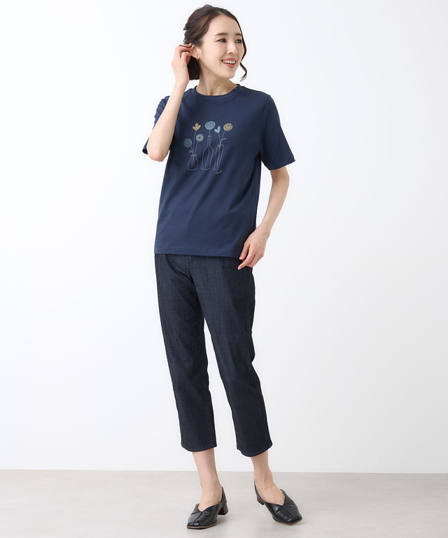 フラワーモチーフ 半袖 Tシャツ